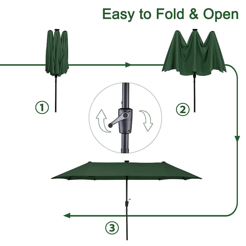 Autlaycil 13ft Extra Large Patio Umbrella with Solar Lights(Without Base)