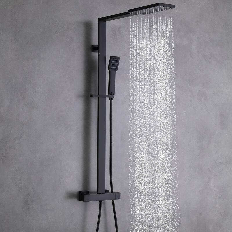Double Handles Two Functions Wall Mounted Bathroom Shower System With Thermostatic Valve