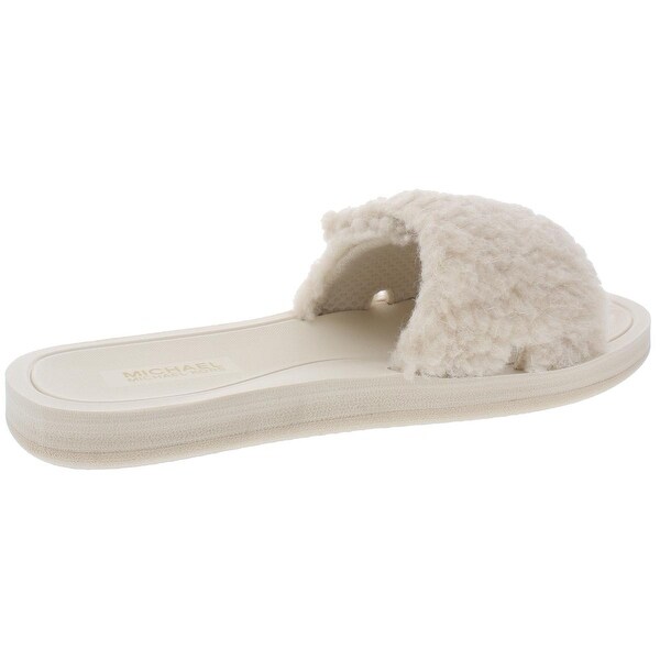 mk logo faux shearling slide