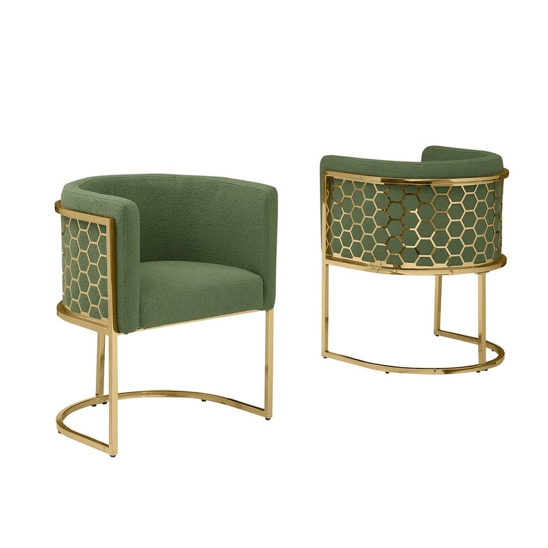 Best Quality Furniture 19" Teddy Fabric Gold Chrome Iron Frame Set of 2. - N/A
