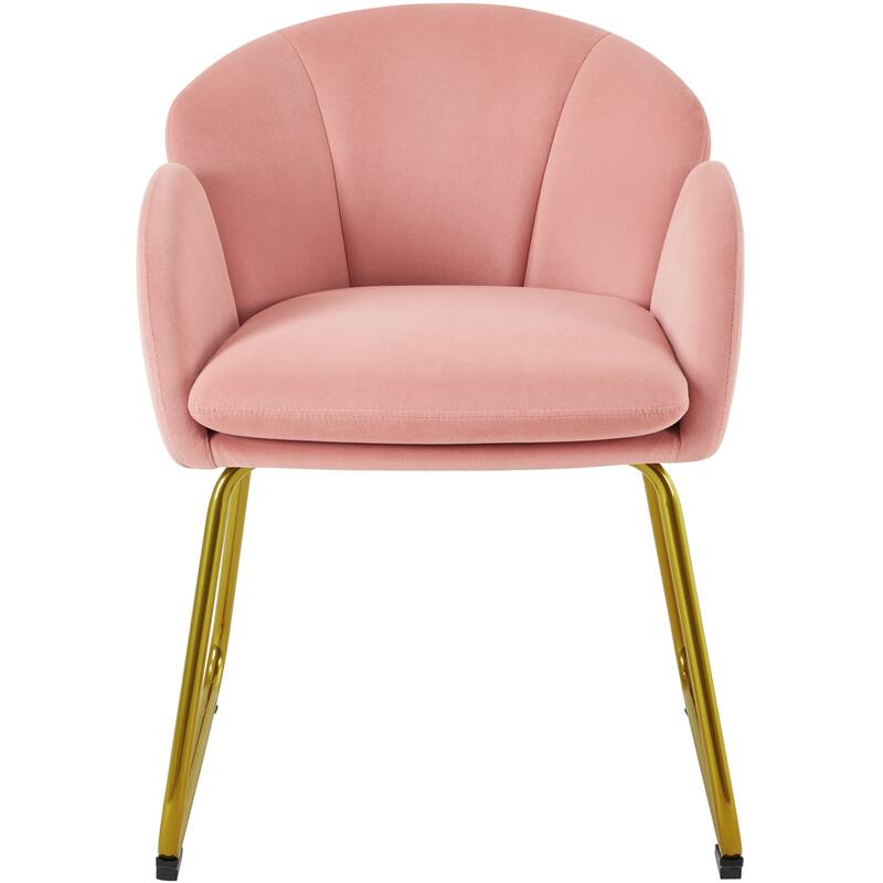 Yaheetech Flower Shape Velvet Armchair Accent Chair with Golden Metal Legs