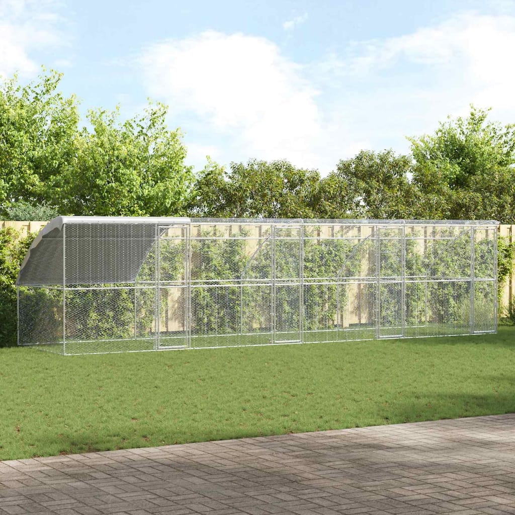 vidaXL Chicken Cage 4 pcs Silver 314.96 x 78.74 x 78.74 in - 314.96 x 78.74 x 78.74 in