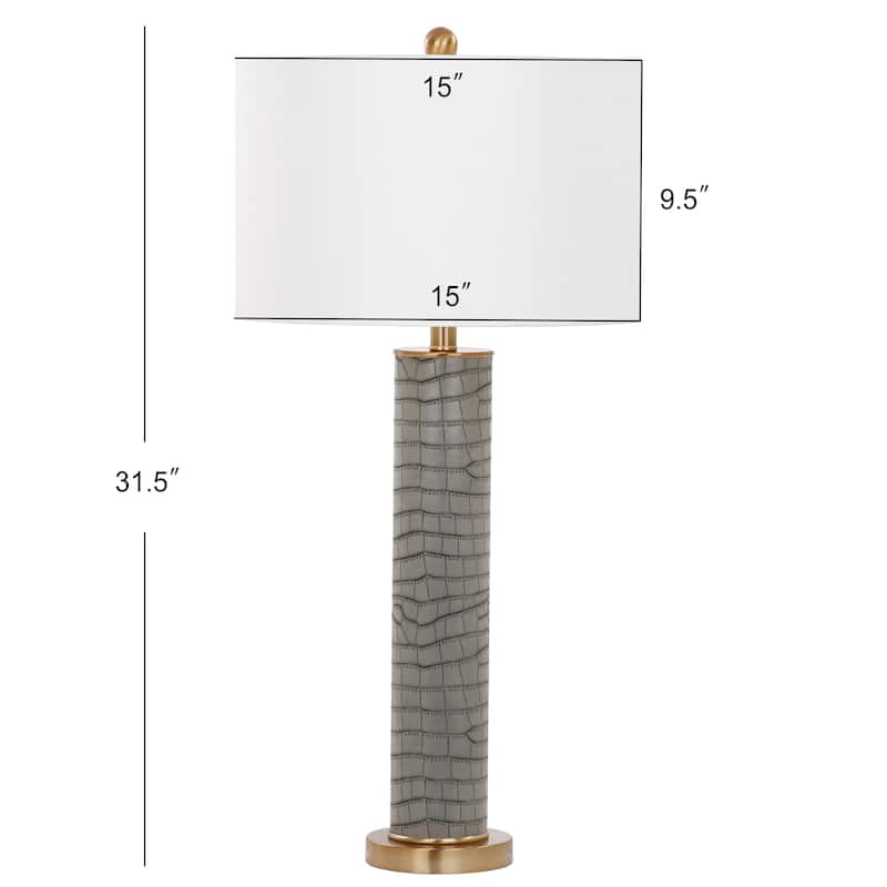 SAFAVIEH Lighting Tomika 32-inch Faux Alligator Grey Table Lamp (Set of 2) - 15"x15"x31.5" - 15Wx15Dx32H