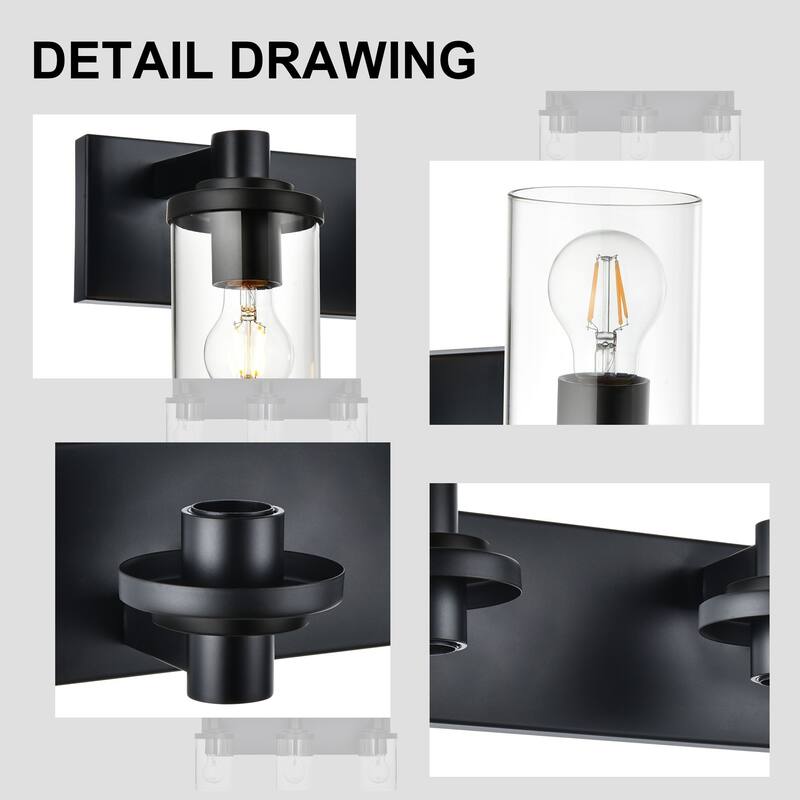 3-Light Vintage Bathroom Vanity Light with Clear Glass Shades