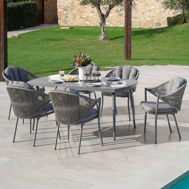 Outdoor Patio 7-Piece Dining Set with Seat and Cushions