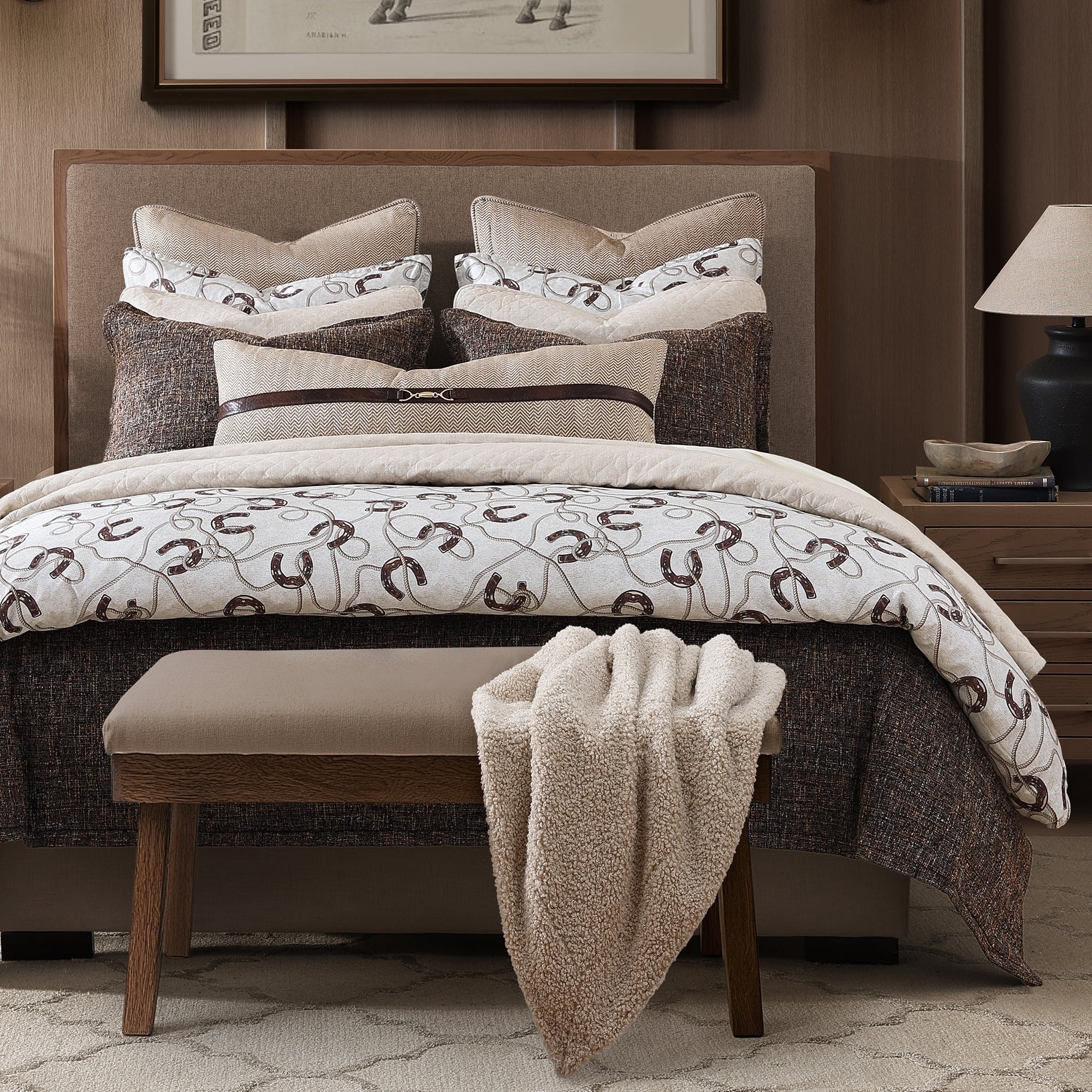 Tasha Polizzi for Paseo Road Pierre Equestrian Cotton Sateen Western Modern Rustic 3 Piece Duvet Cover Set