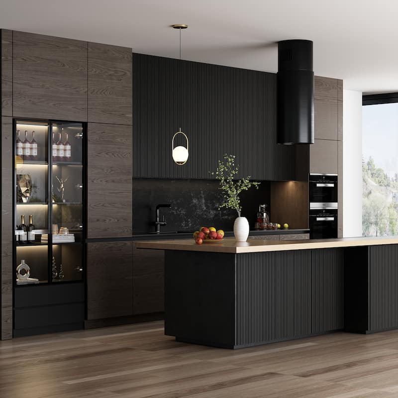 Sleek Modular Curio Wine Cabinet Storage Solution with Glass Doors