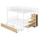 preview thumbnail 4 of 10, White Twin over Full Size Metal Bunk Bed with Drawer and Lateral Storage Ladder and Wardrobe