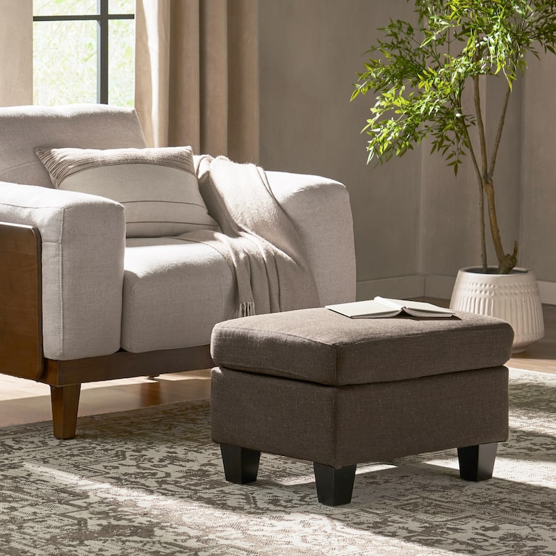 Rosella Fabric Ottoman by Christopher Knight Home - Brown-Linen