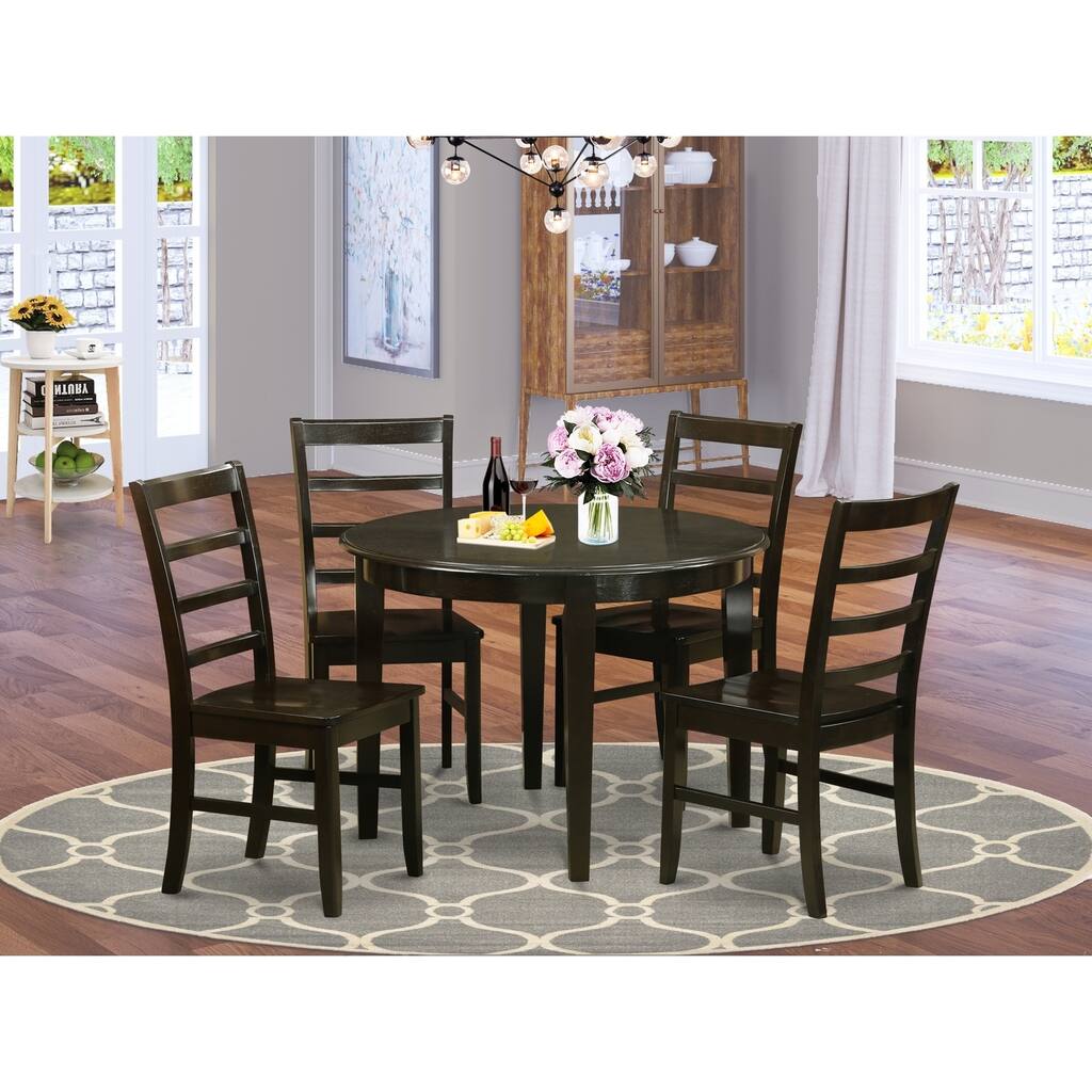 HomeStock 5-Pc Cappuccino Solid Wood Top - Dining Room Set - Seats 4