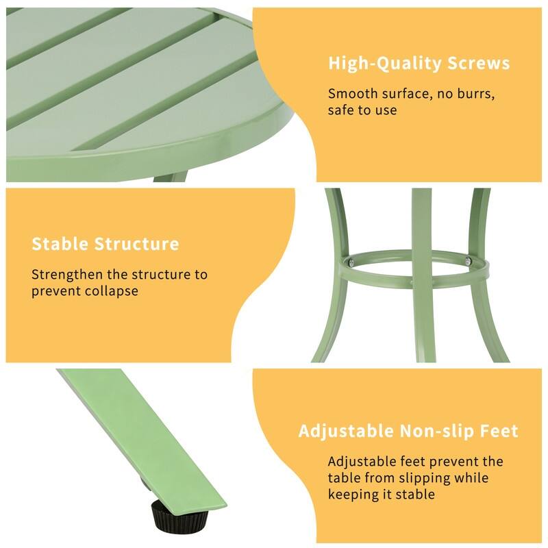 Metal Outdoor Round Side Table, Patio Coffee Bistro Table for Indoor Outdoor