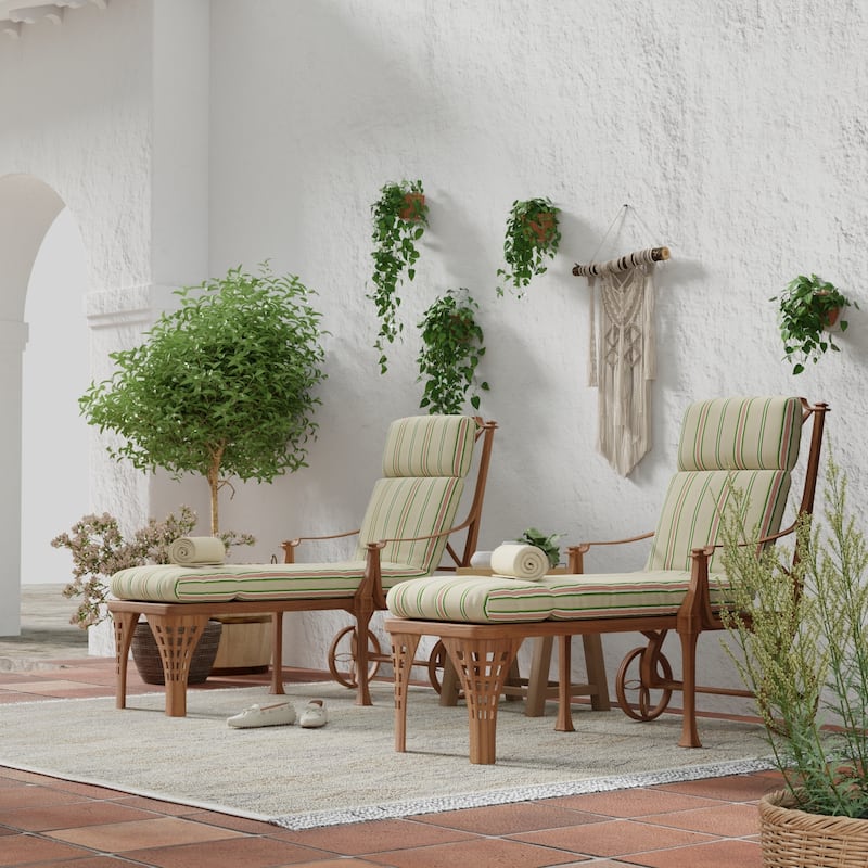 72" x 22" Outdoor Chaise Lounge Cushion with Ties and Loop - 72'' L x 22'' W x 3.5'' H - Owen Raffia