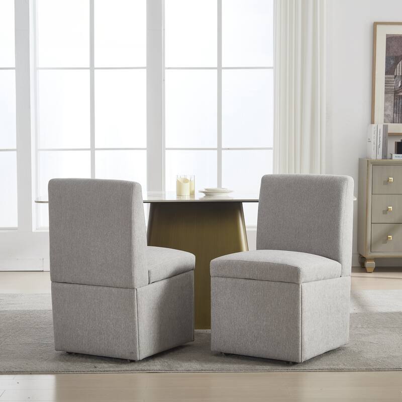 360 Degree Swivel Dining Chairs Set of 2 Swivel Dining Room Chairs Kitchen Chairs Casters & Storage Comfy Modern Rolling Chair