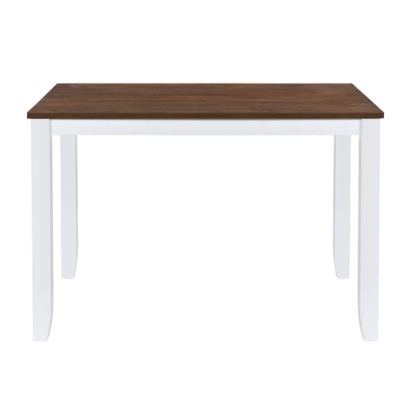 Solid Wood 5-Piece Dining Table Set with Wood Rectangular Table, 4 X-Back Upholstered Chairs & Upholstered Seat for Living Room