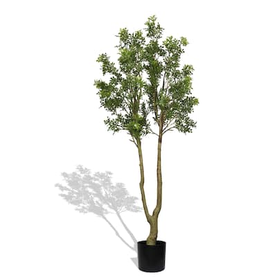 160CM Artificial Curved Green Branches with Fragrant Pot for Courtyard Door Decor 1 Piece Set