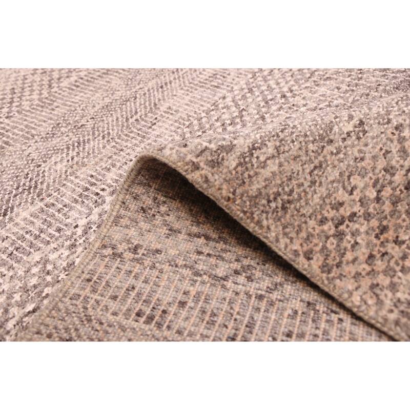 ECARPETGALLERY Hand-knotted Finest Silk Shadow Dark Grey Viscose, Wool Rug - 8'0 x 9'9