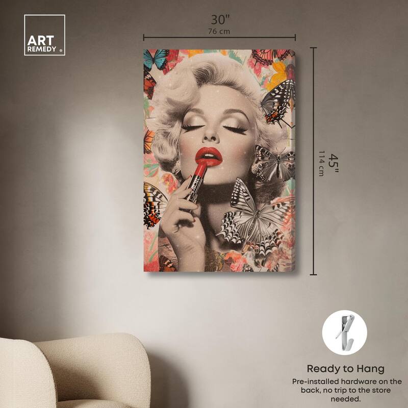 Iconic Lady Butterfly Collage Canvas by Art Remedy, Gallery Wrapped