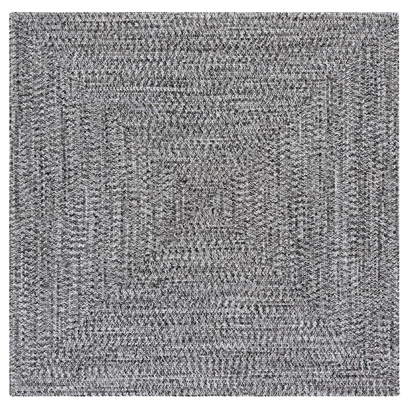 SAFAVIEH Handmade Braided Marloes Washable Indoor/Outdoor Rug - Weather Resistant & Easy Cleaning - Black/Ivory - 5' Square