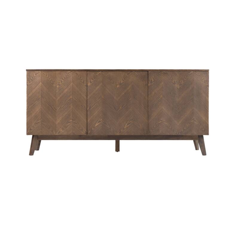 Cid Estele Sideboard Buffet Server Cabinet, 3 Door, Wenge Brown Wood 71 Inch