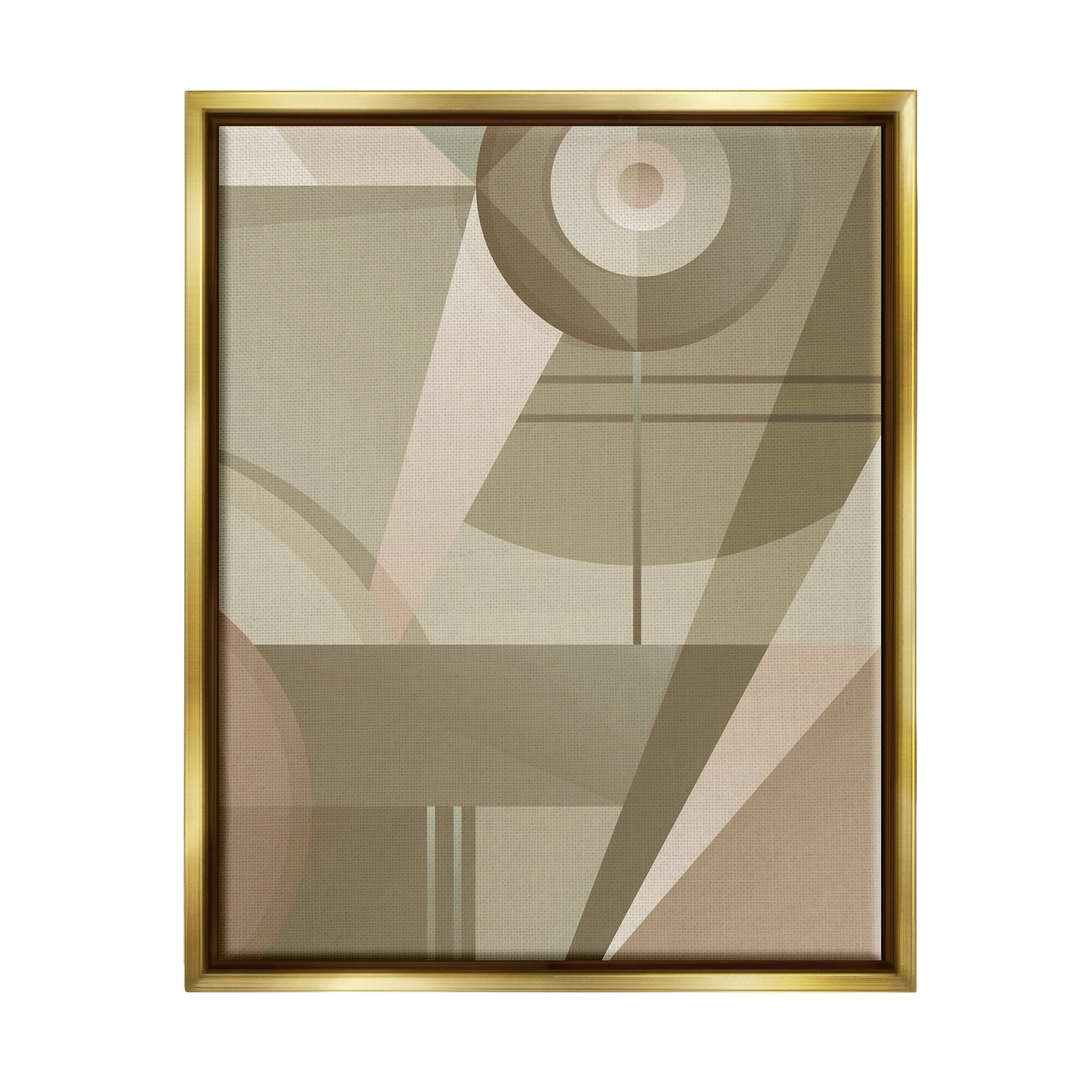 Stupell Tan Geometric Abstract Framed Floater Canvas Wall Art Design by Lil' Rue