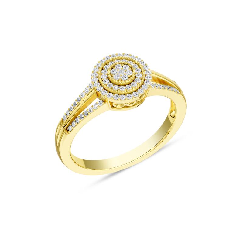 1/6ct TDW Diamond Cluster Halo Engagement Ring in 10K Yellow Gold for Women