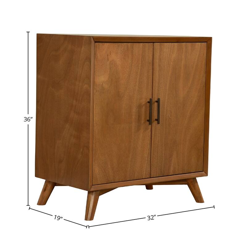 Alpine Furniture Flynn Small Wood Bar Cabinet in Acorn Brown