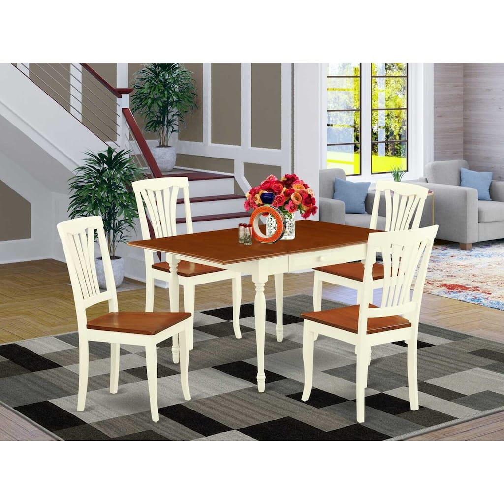 5-Piece Buttermilk and Cherry Solid Wood Top-Dining Room Set -Seats 4