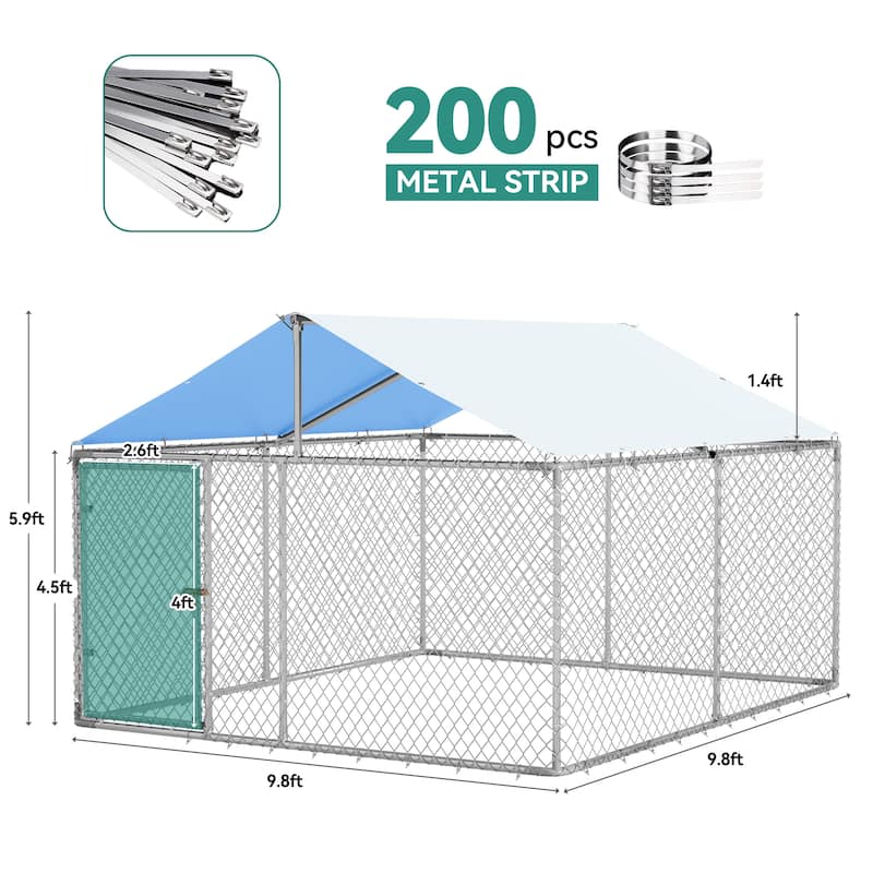 Moasis Large Dog Kennel, Heavy Duty Outdoor Dog Kennel, Dog Playpen, Dogs Run with Roof