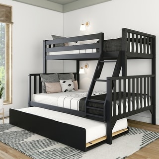 Scandinavian Twin Over Full Bunk Bed With Twin-Size Trundle