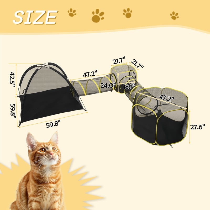 Outdoor Cat Play Tent with Tunnel
