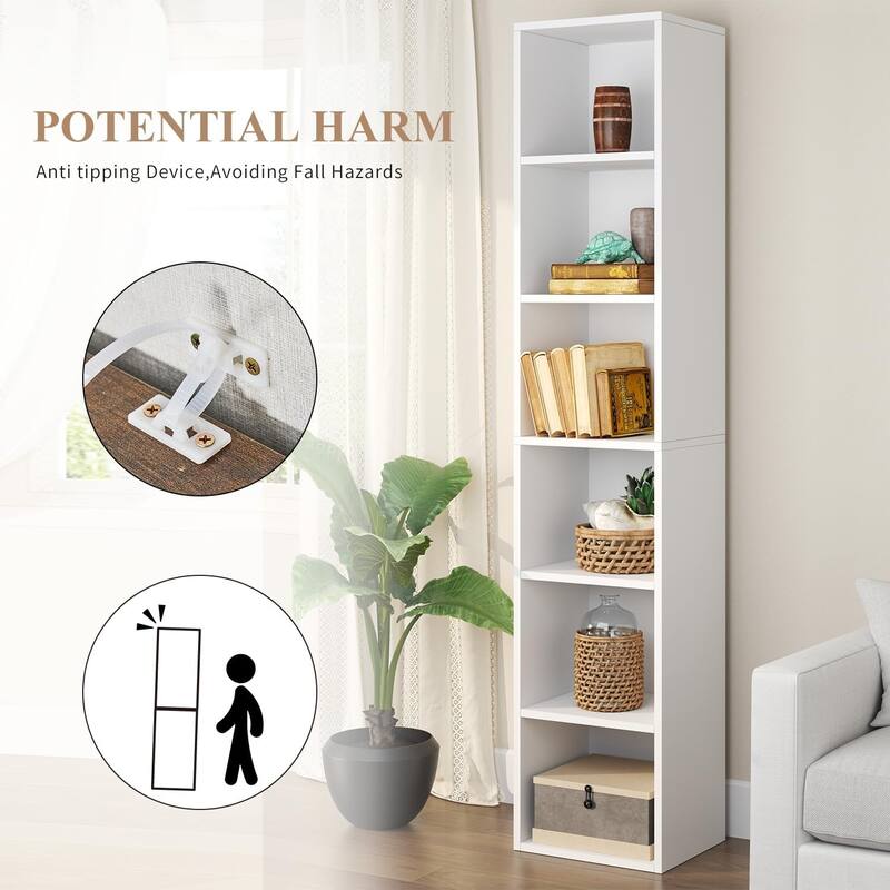 70.9 Inches 6-tier Tall Narrow Bookshelf Bookcase for Home Office