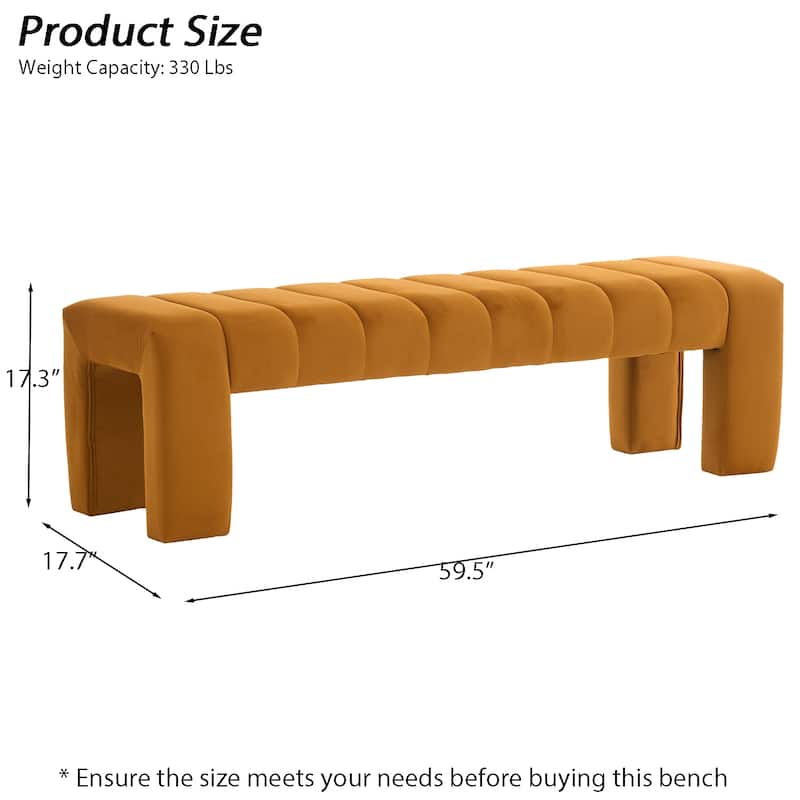 Upholstered Bedroom Bench Tufted Entryway Bench Modern End of Bed Bench Dining Bench with Gold/Black Metal Legs for Window