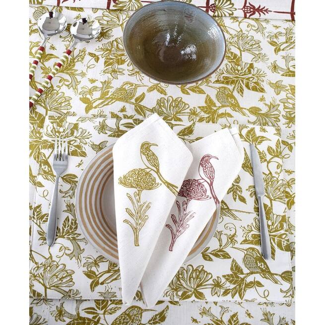 French Home Set of 4 Sugarbird Napkins - Chartreuse