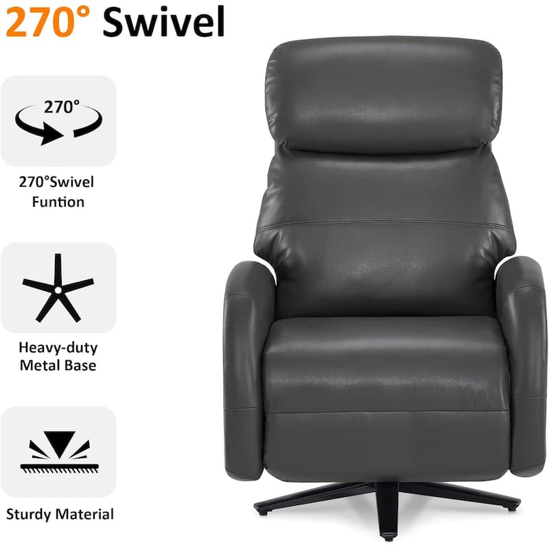 MCombo Dual Motor Power Recliner Chair for Adults, Modern Faux Leather Electric Swivel Recliner with USB Charging