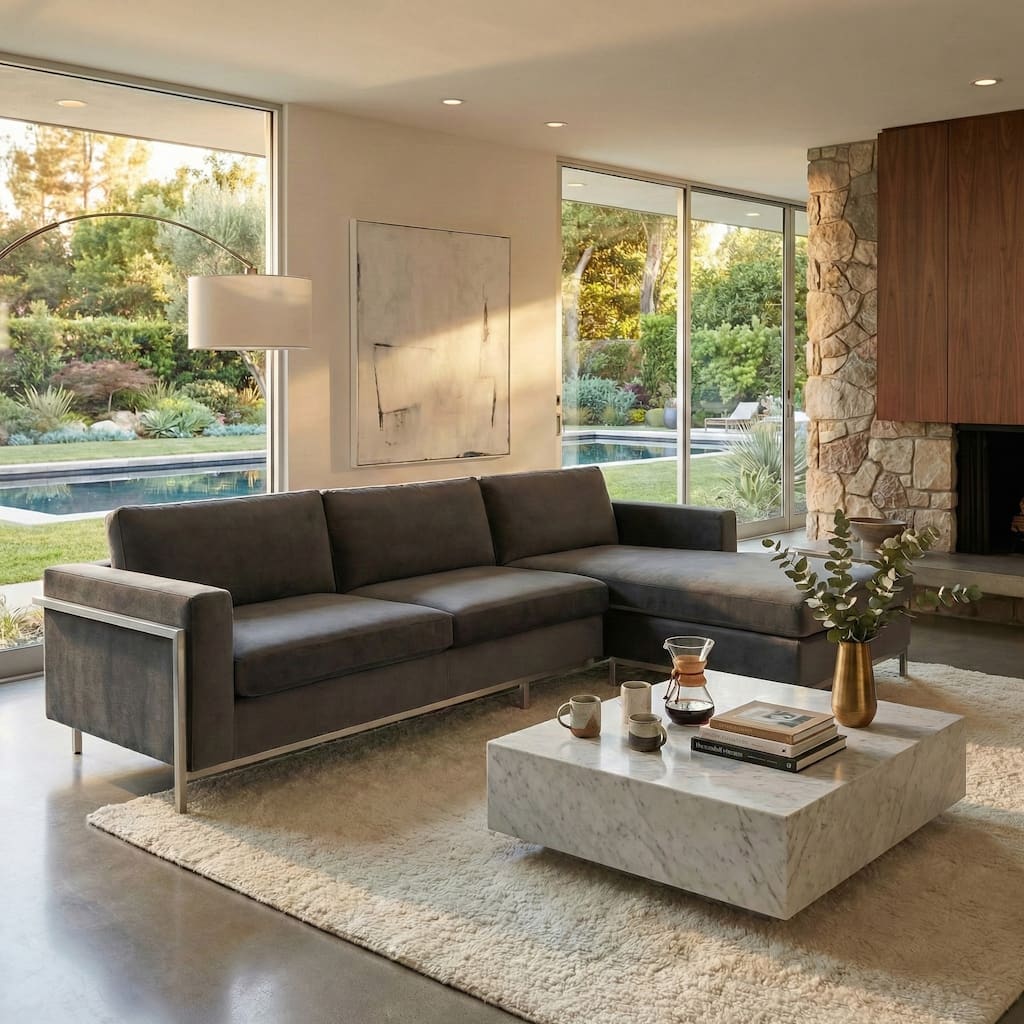 SAFAVIEH Couture Camila Sectional Sofa, Fully Assembled - 106"W x 37"D x 32"H