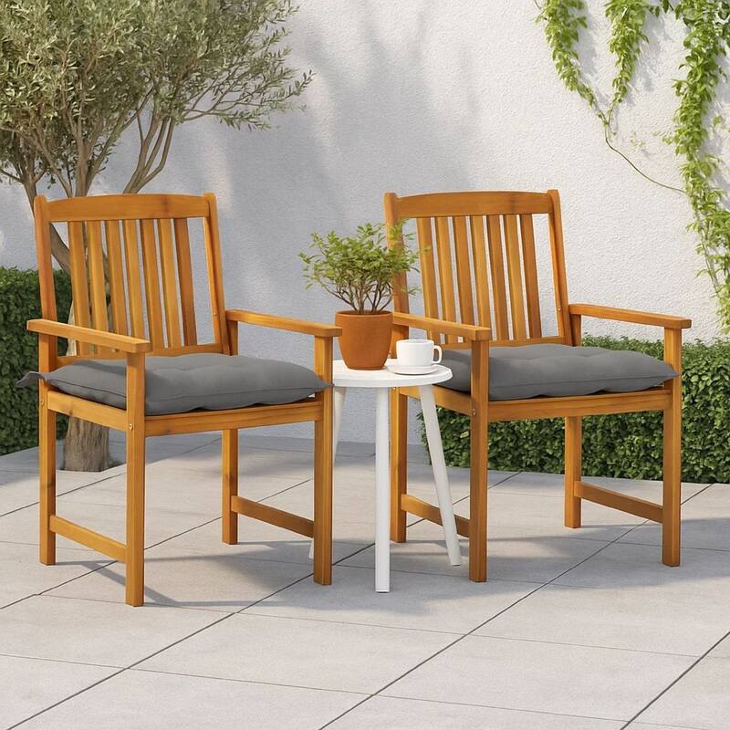 Blaire Outdoor Accent Set of 2, Gray Polyester Brown Acacia Wood