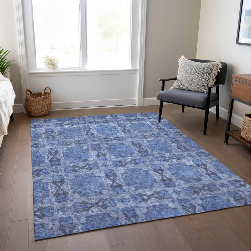 Machine Washable Indoor/ Outdoor Boho Medallions Chantille Rug