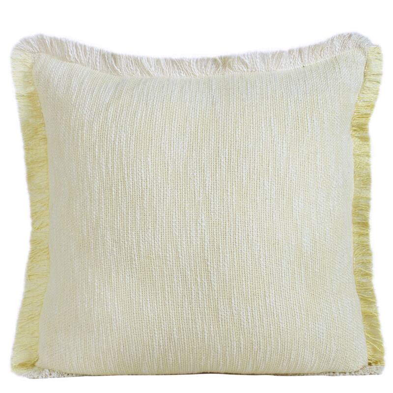 Hand Woven Two Tone Square Throw Pillow - 20" - Lemonade Yellow and White