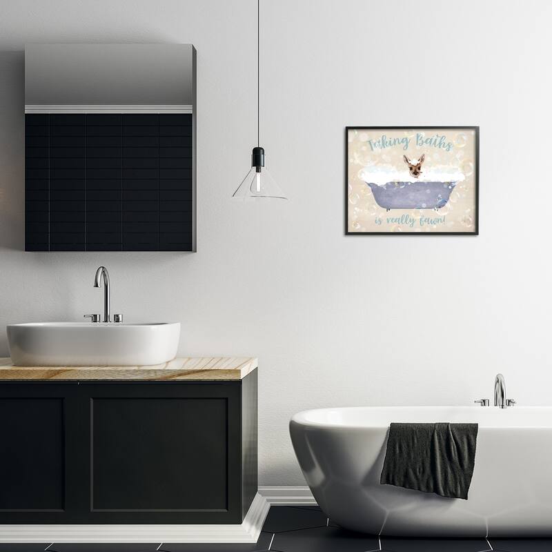 Stupell Taking Baths Is Fawn Framed Giclee Art Design By Susan Arnot