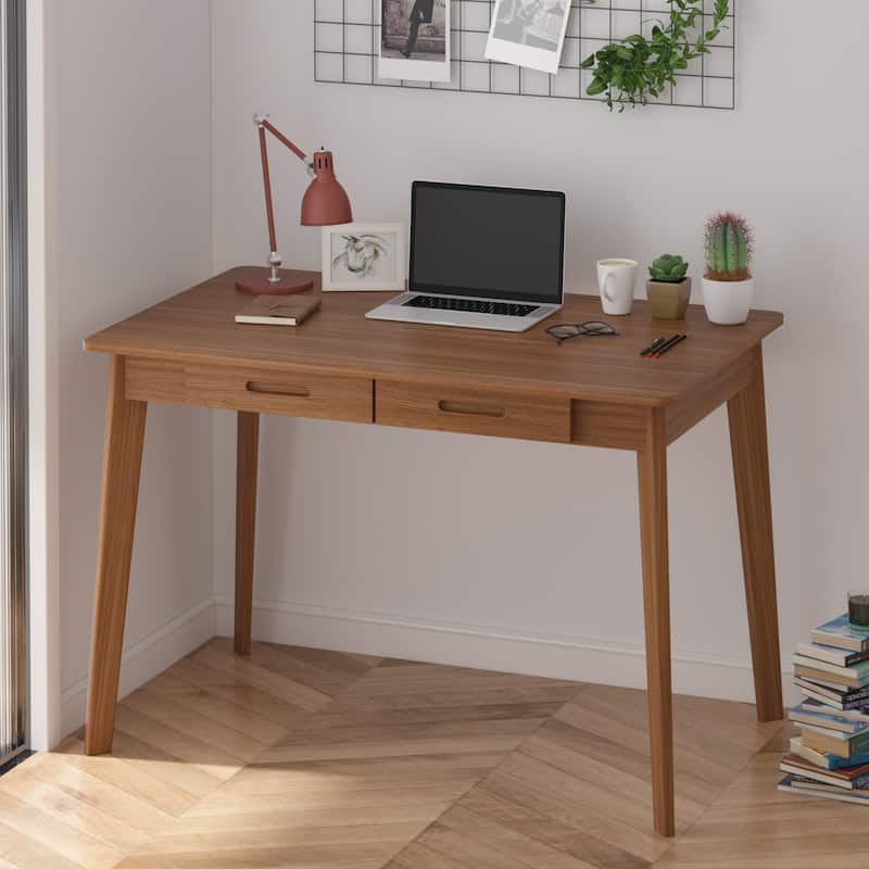 39.4"W Classic Home Office Desk, Writing Desk With Drawers - Brown