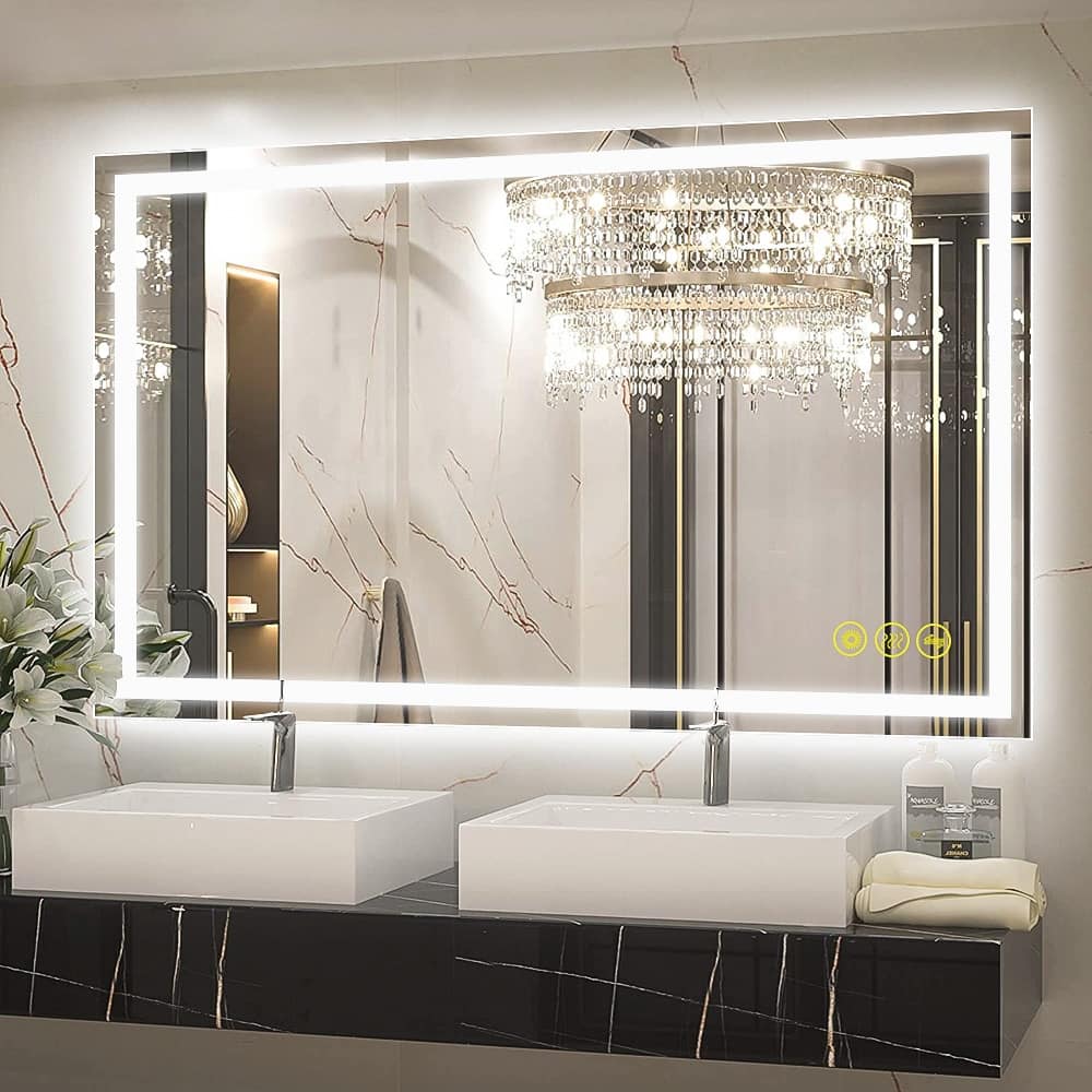GlareGuard 24x40" Rectangular Anti-Fog Dimmable Backlit LED Bathroom Vanity Mirror - Clear