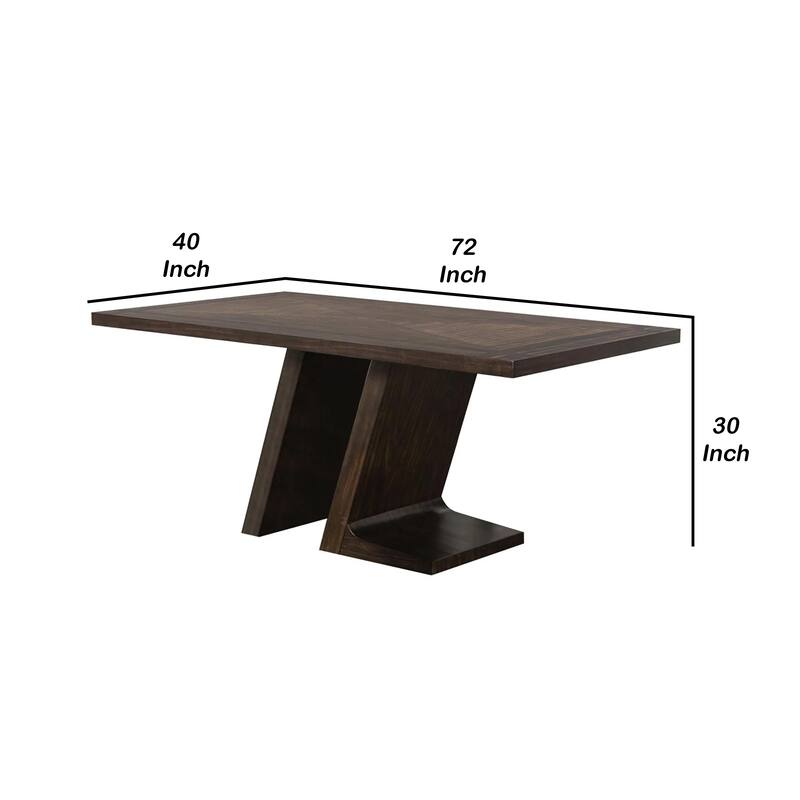 Hols Dining Table, 72 Inch Espresso Brown Wood Top, Angled Pedestal Legs - Espresso Brown