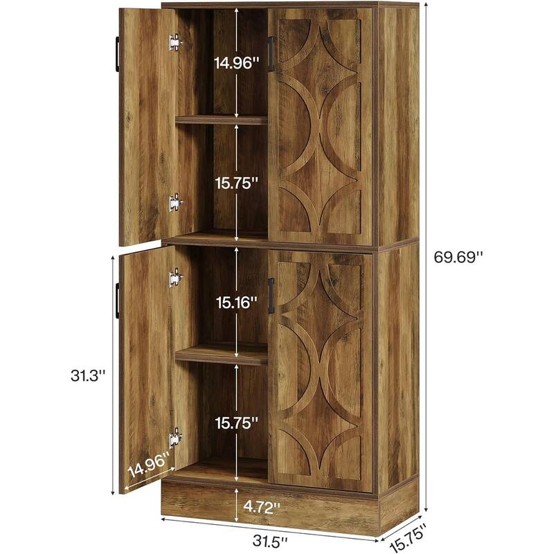 71.4 Inches Tall Kitchen Pantry Cabinet with Doors and Adjustable Shelves