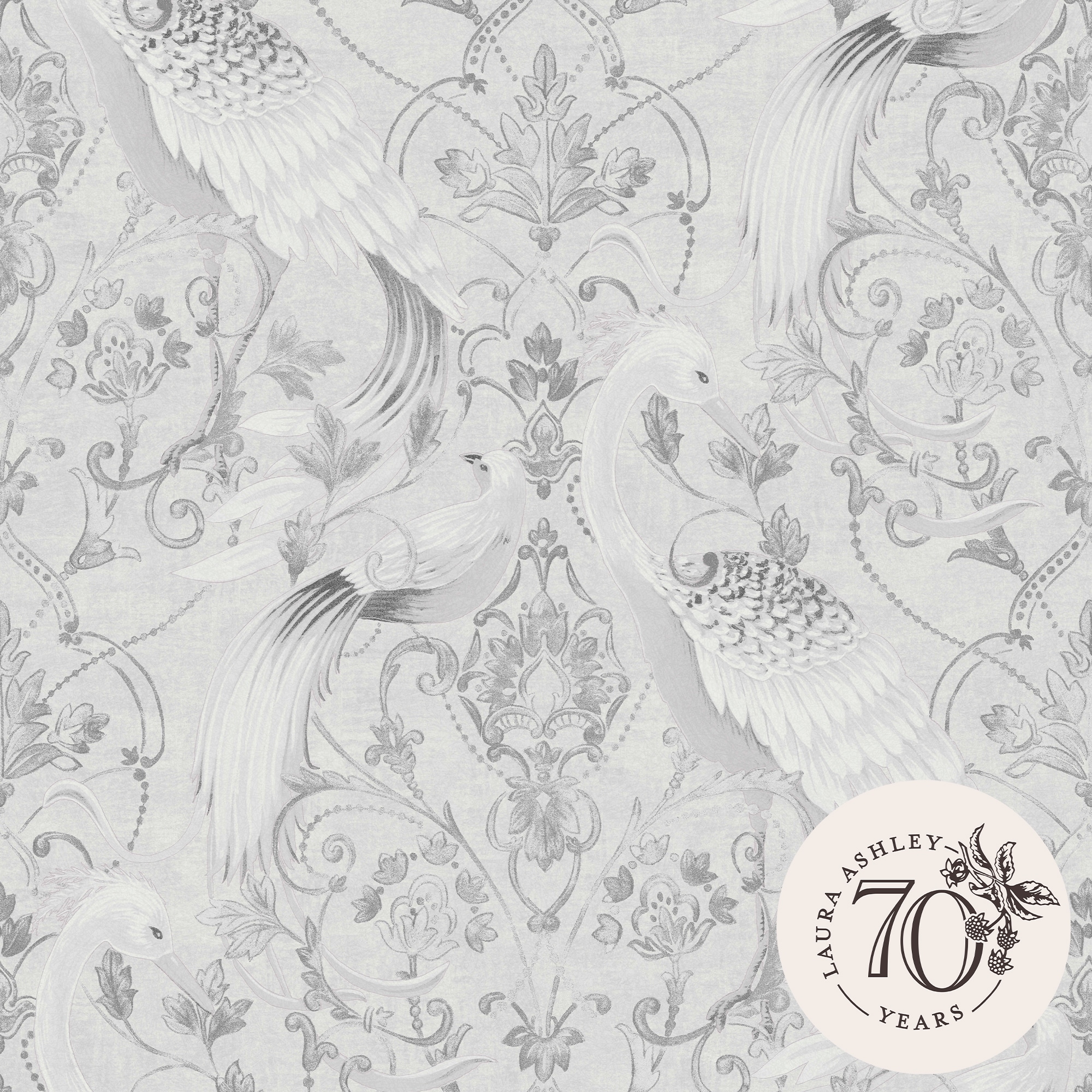 Laura Ashley Tregaron Silver Wallpaper