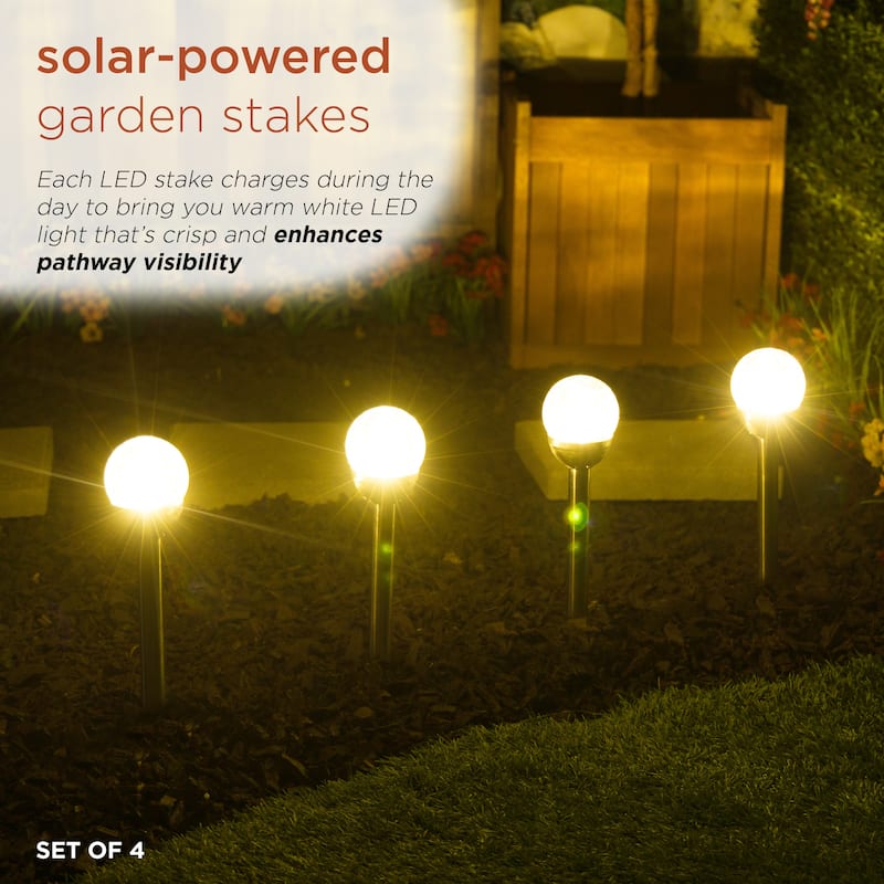 Alpine Corporation Solar Glass Ball Stake Color Change Warm White LED
