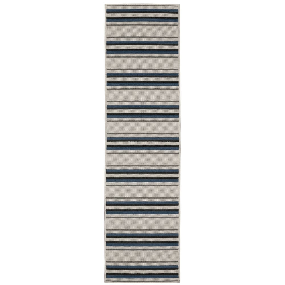 Vista Home Talcot Multi-Striped Grey/ Teal Indoor-Outdoor Area Rug