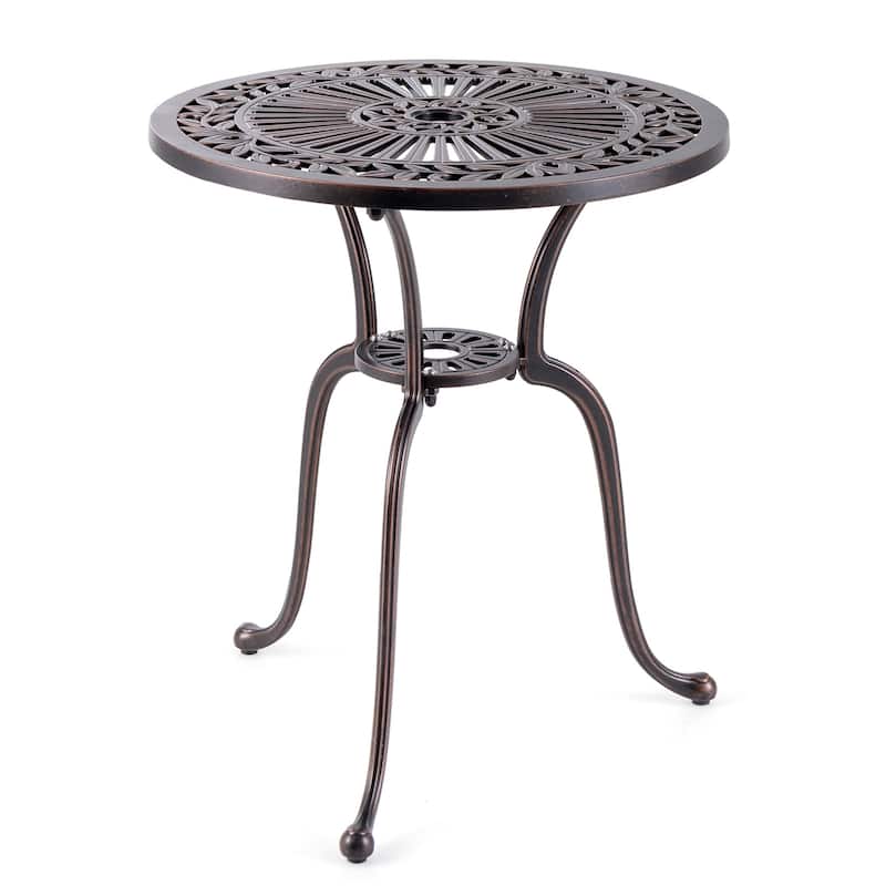 Costway 24" Round Cast Aluminum Table Patio Dining Bistro Table with 2 - See Details