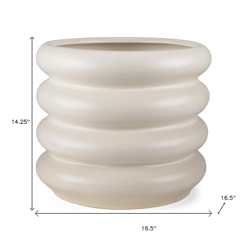 14" Cream Cylinder Ceramic Table Vase - 16.50