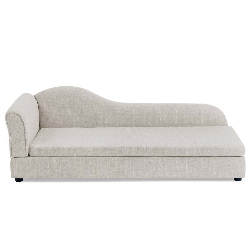 Oversized Pet Sofa, Elegant Modern Linen Fabric Elevated Dog Sofa Bed, Oversized Rectangular Pet Bed with Backrest & Armrest