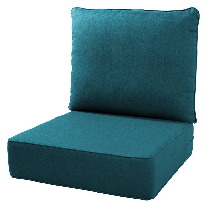 Gymojoy 24"x22"x6" Patio Thick Cushions & Pillows Set - Deep Seat Indoor/Outdoor Water & Fade Resistant - One Set - Peacock Blue